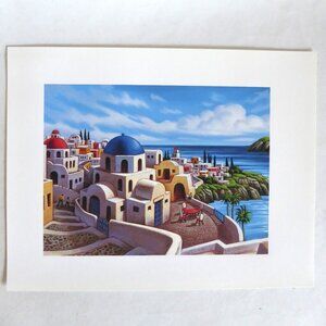 NEW MEDITERRANEAN GREECE GREEK COAST OCEAN ARTWORK PRINT BY GREG NEWBOLD